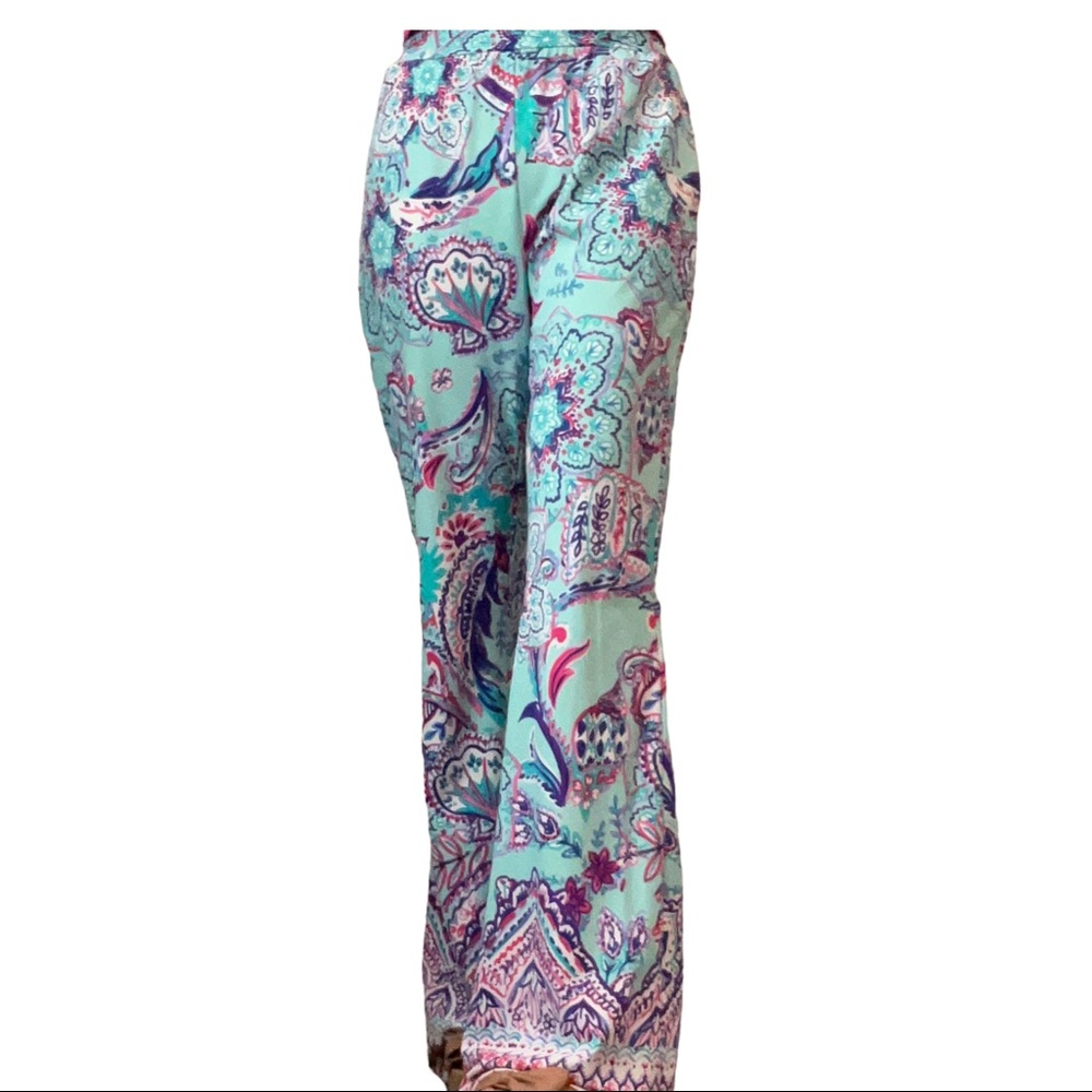 Aryeh Mint green paisley print wide leg Palazzo pants NWT